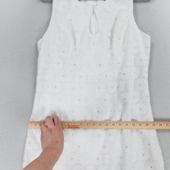 Lilly Pulitzer Dress Womens 12 Resort White Nicci Pinwheel Organza Floral Lace - Picture 8 of 16